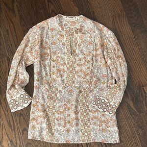 Tory Burch Multicolor Geometric Floral Blouse